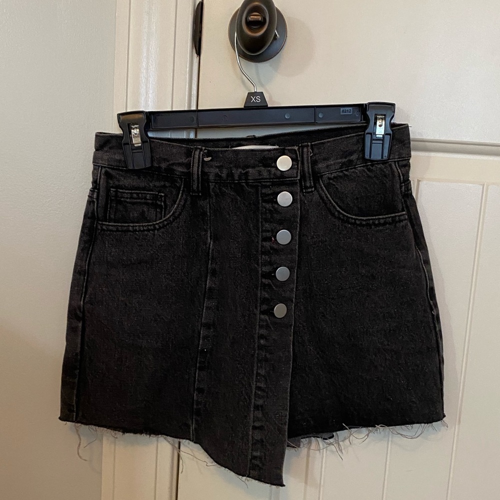 Black denim skort